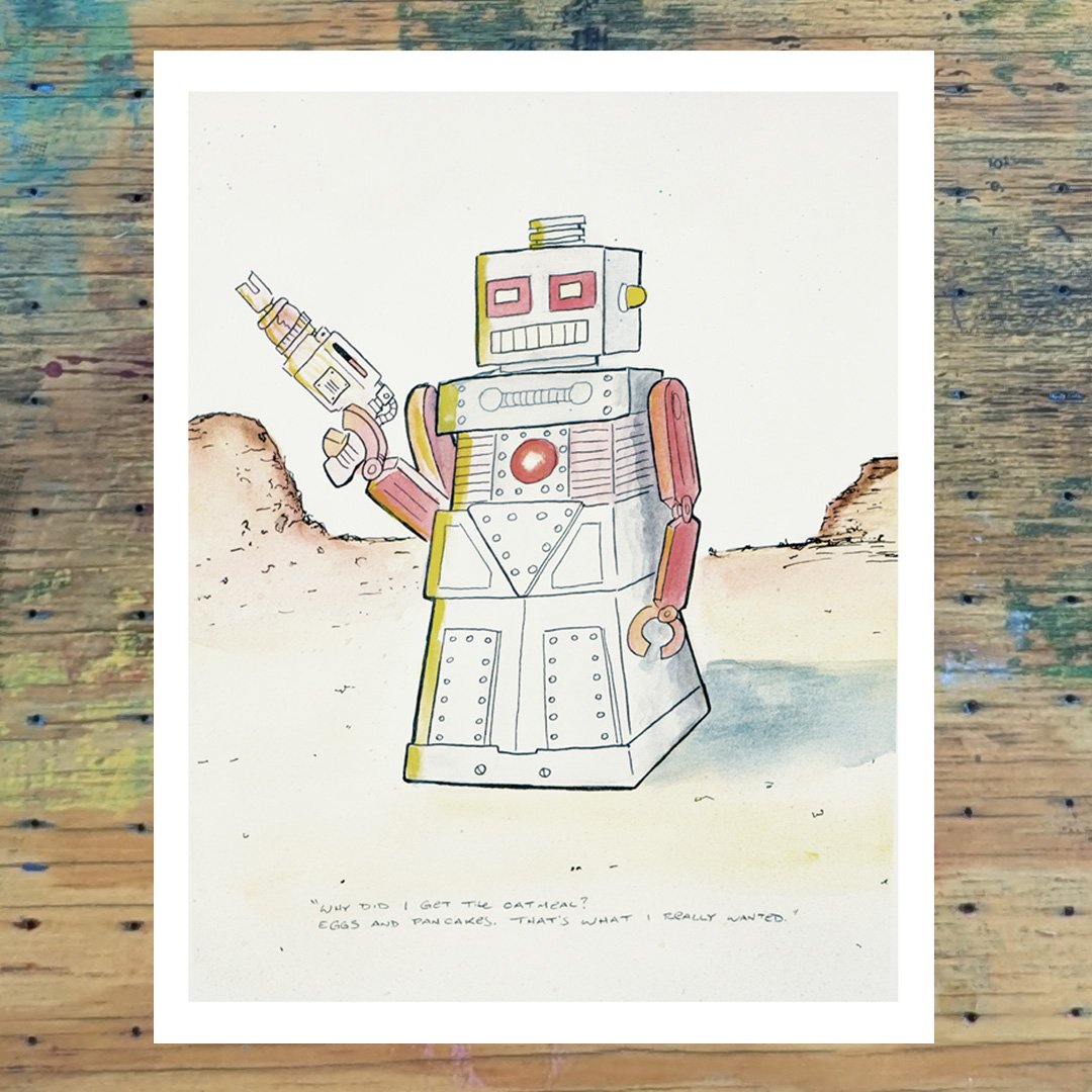 Robot Watercolor Drawing